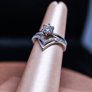 Gorgeous .5 Ct Natural Diamond 14k White Gold Engagement and .2 ct Wedding Band